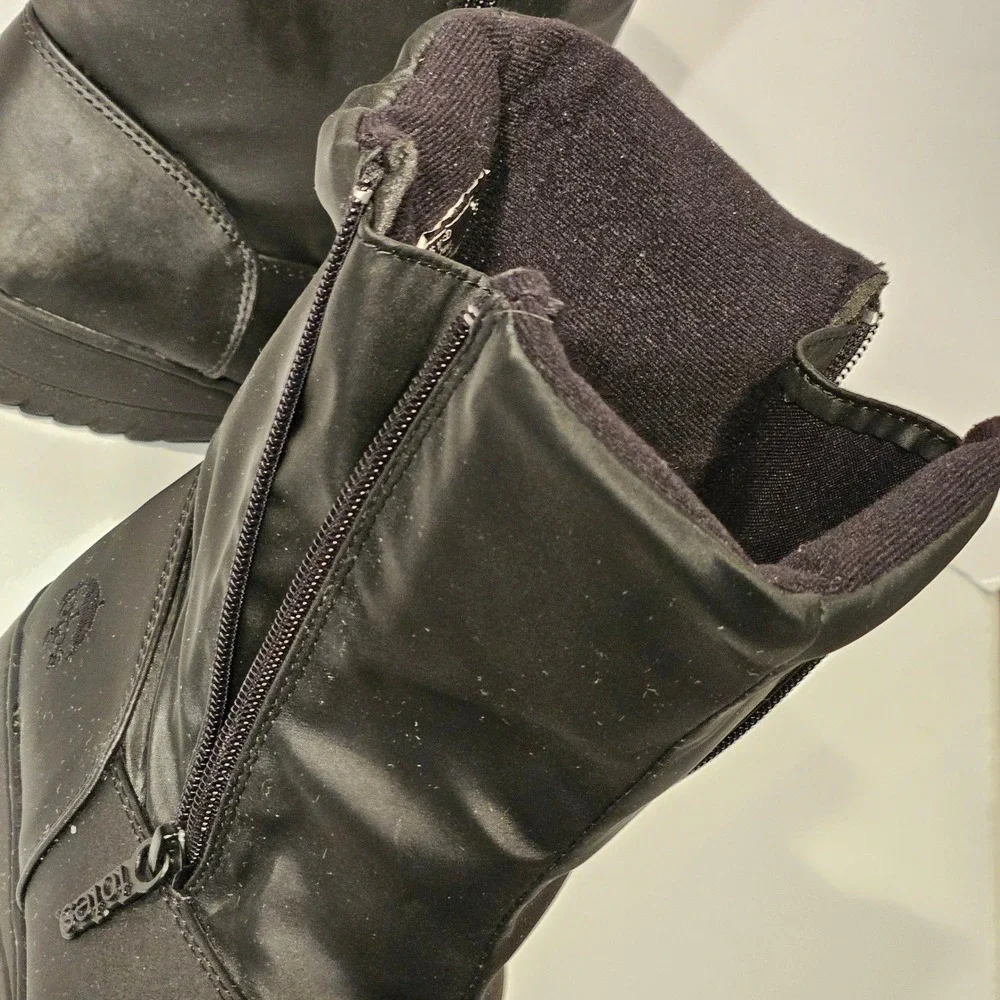Totes Gina Winter Boots Women 10 Black Side Zip Mid Calf GinaBlack 21699